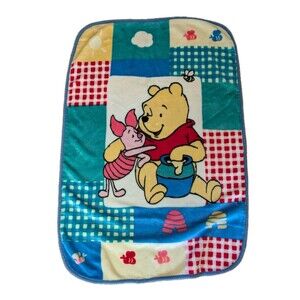 Disney Winnie the Pooh Piglet Honey Pot Plush Baby Blanket Vintage Gingham Bees